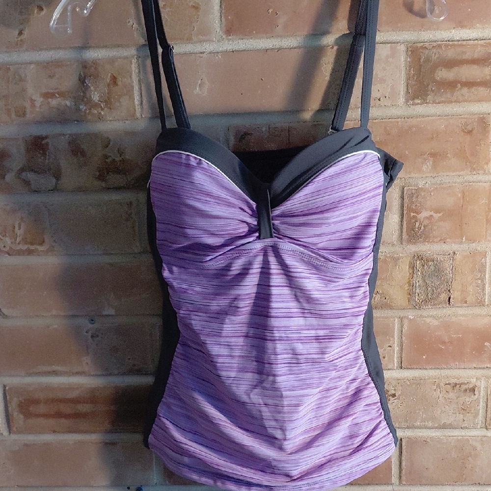 Free Country Purple and Black Swim Top